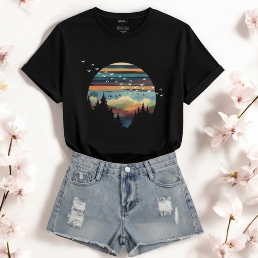 Doves Mountain Scenery Black T-shirt